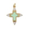 Croix de cou avec centre emaille, doree superieur avec pierres OZ cubique, hauteur 2 cm. Plusieurs couleurs.