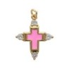 Croix de cou avec centre emaille, doree superieur avec pierres OZ cubique, hauteur 2 cm. Plusieurs couleurs.