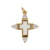 Croix de cou avec centre emaille, doree superieur avec pierres OZ cubique, hauteur 2 cm. Plusieurs couleurs.