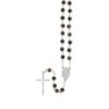 Chapelet grains tachetés ,Ø 7 mm, chaîne couleur argentée, longueur au cœur 34 cm, croix avec Christ.