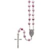 Chapelet grains tachetés ,Ø 7 mm, chaîne couleur argentée, longueur au cœur 34 cm, croix avec Christ.
