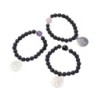 Bracelet sur élastique en pierre de lave Ø 8 mm et grains en pierre naturelle 10 mm avec medaille arbre de vie LOT DE 5