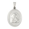 Médaille en acier inoxydable de couleur argentée, H. 2.1 cm. Existe avec différents Saints