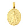 Médaille en acier inoxydable de couleur dorée, H. 2.1 cm. Existe avec différents Saints
