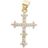 Croix de cou façon baroque dorée supérieur avec zircons, H. 2.2 cm.