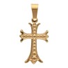 Croix de cou en acier inoxydable de couleur dor-eacute-e en relief- H 1-90 cm-