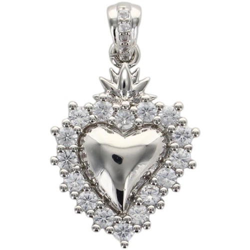 Pendentif de l EX VOTO en laiton de couleur argentée et contour avec pierres OZ H. 1.8 cm.