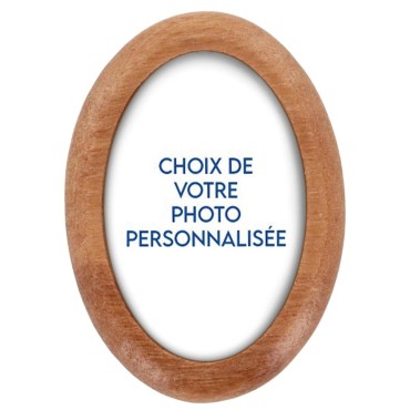 Plaque auto en bois d olivier forme ovale H. 4 x 3 cm avec resine de