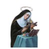 Bougeoir en plexi assemblable, avec représentations de saints. Livre avec une bougie, H. 13,5 cm. Plusieurs saints.