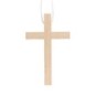 Croix d aube en bois clair 10 cm avec cordon blanc 60 cm.