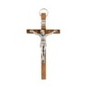 Crucifix bois fonce avec Christ métal couleur argentée - H. 8 cm.