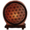 Lampe sel de l´Himalaya forme ronde Ø 15 cm, decor 3D Fleur de vie , livree en boite avec cordon et ampoule